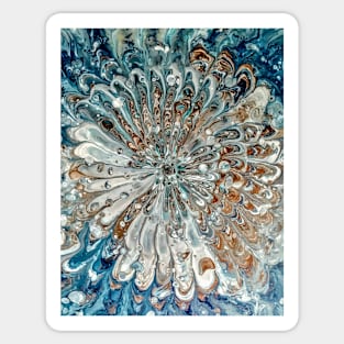 Blue and bronze abstract flower Sticker